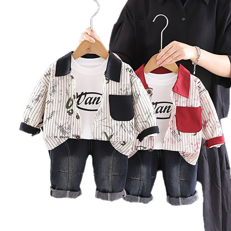 Baby autumn baby children's shirt long sleeved three piece set
