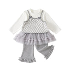 Personality Fake Two-Piece Printed Bodysuit Infant Mesh Diaper Cover Flared Pants Set