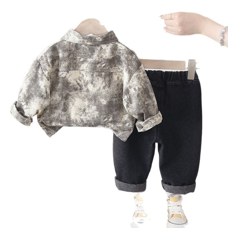 Children's tie dye long sleeved two-piece set for baby spring and autumn