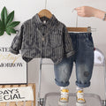 Spring and Autumn striped shirt long sleeved two-piece set