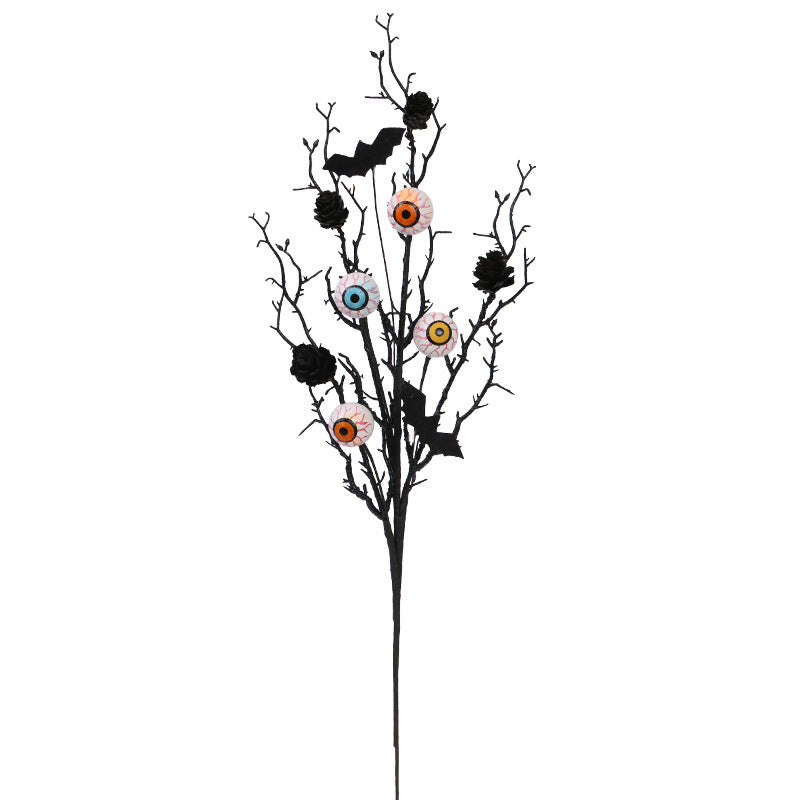 Halloween Decorations Creative Maple Leaf Bat Pinecone Eyeball Stem Bouquet Accessories Home Decor Items