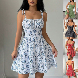 Blumenprint A-Linien Sommerkleid – Tailliertes Casual Kleid Damen