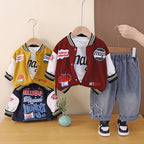 Three piece set of letter baseball uniforms for children's clothing in spring and autumn