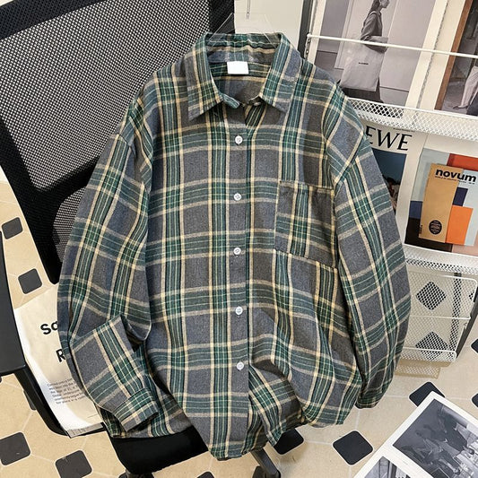 Vintage-Cardigan-Shirt für Damen mit Umlegekragen, langärmelig, vielseitig einsetzbar