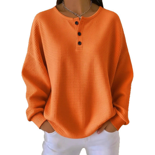 Lockerer Rundhals-Pullover, Unifarben
