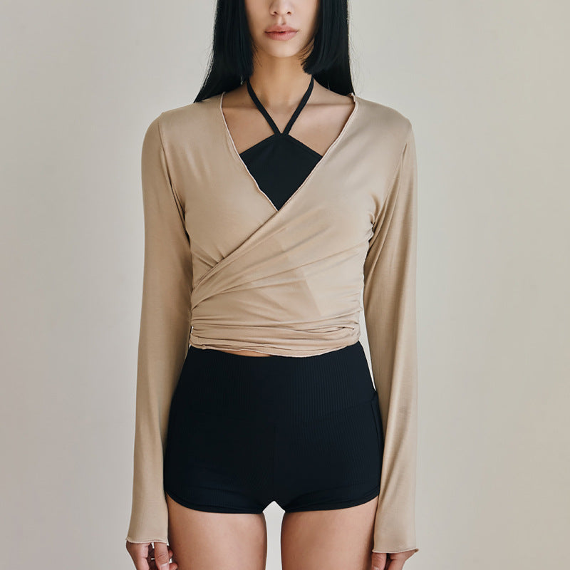 Yoga-Cardigan-Top mit Bindeband, vielseitig