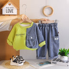 Spring and Autumn Splicing Long Sleeve Hoodie Two Piece Set for Men