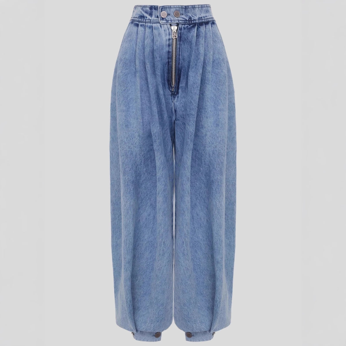 Damen High-Waist Jeans mit Reißverschluss-Detail