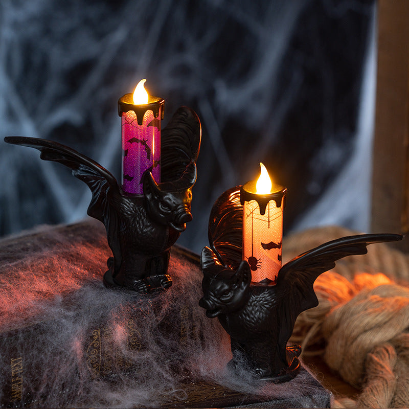 Halloween Decorative Candle Night Light, Halloween Decoration Prop, Candle Holder Ornament, LED Electronic Candle, Party Prop