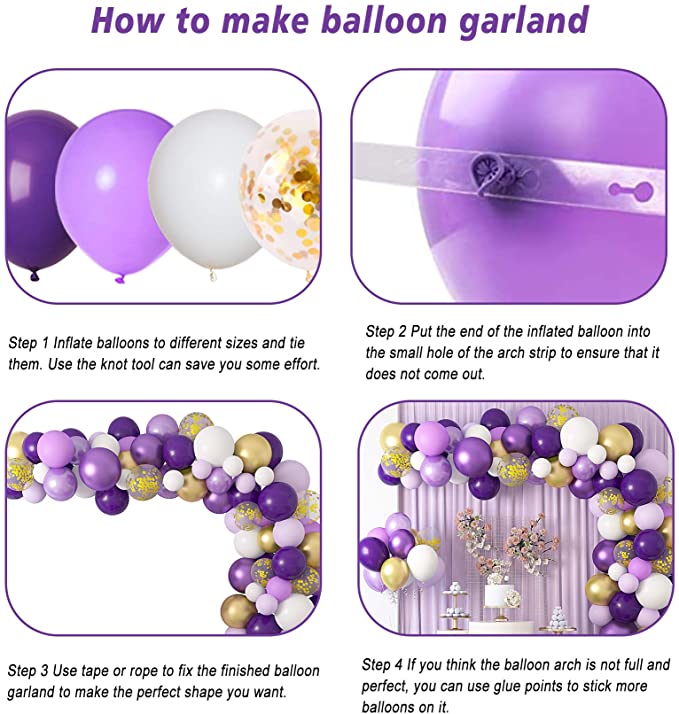 Ballongirlande in Lila, Ballonbogen-Set – Ansicht 4
