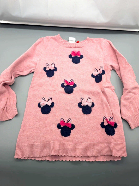 Disney Strickpullover rosé mit Minnie-Mouse-Köpfen, Vorderseite
