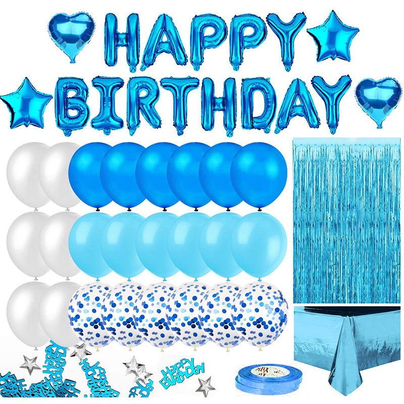 Party-Deko-Set mit Lametta-Tischvorhang und Ballons – Ansicht 1