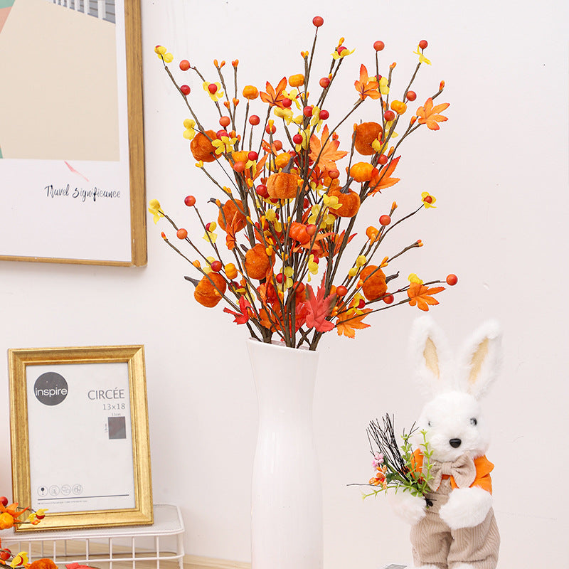 Halloween Decorations Autumn Maple Leaf Pumpkin Stem Flower Bouquet Home Party Decoration