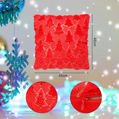 Weihnachtliche Kissenbezüge mit Tannenbaum-Muster in Rot und Weiß – Bild 5