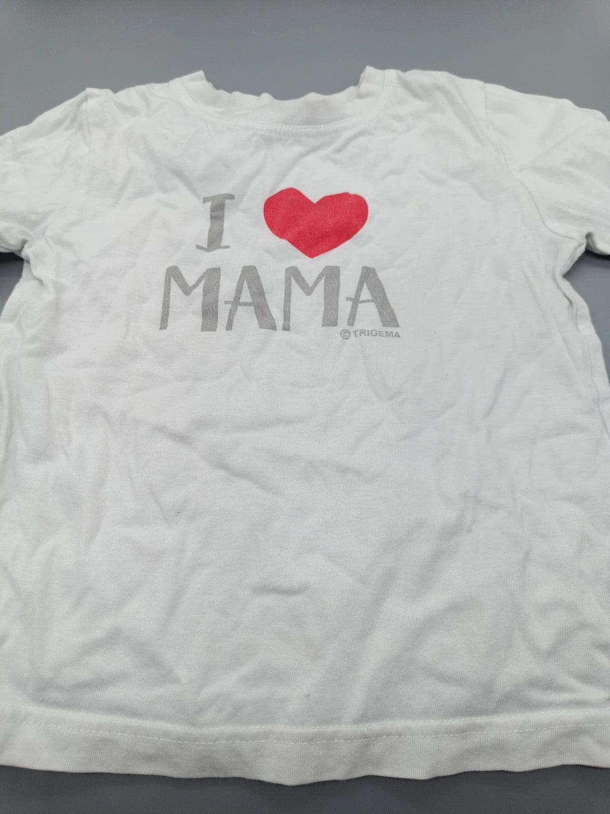 Weißes Trigema Kinder-T-Shirt mit Aufschrift, Größe 104
