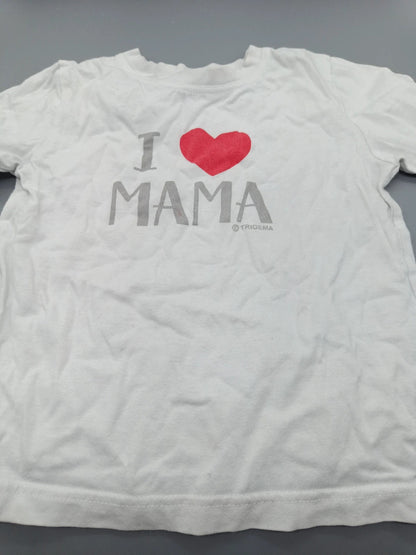 Weißes Trigema Kinder-T-Shirt mit Aufschrift, Größe 104