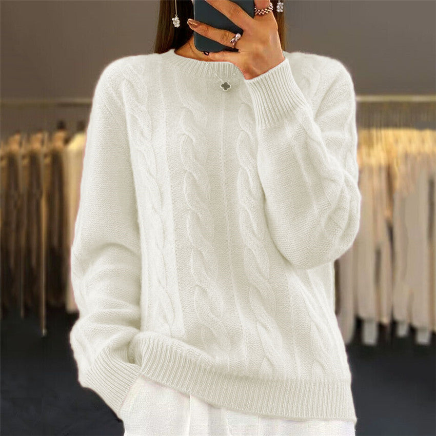 Damen-Zopfstrickpullover im Retro-Stil – Bild 9