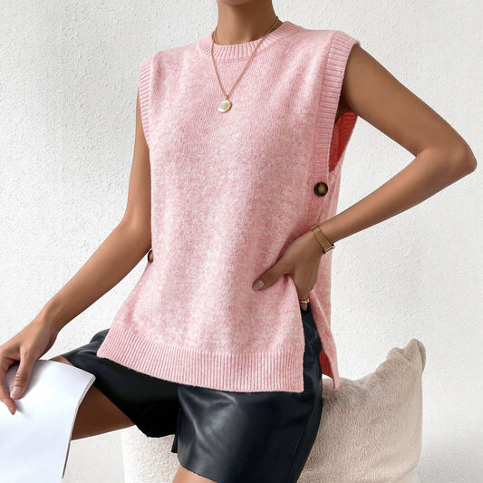 Strickweste Damen ärmellos Rundhals Pullunder