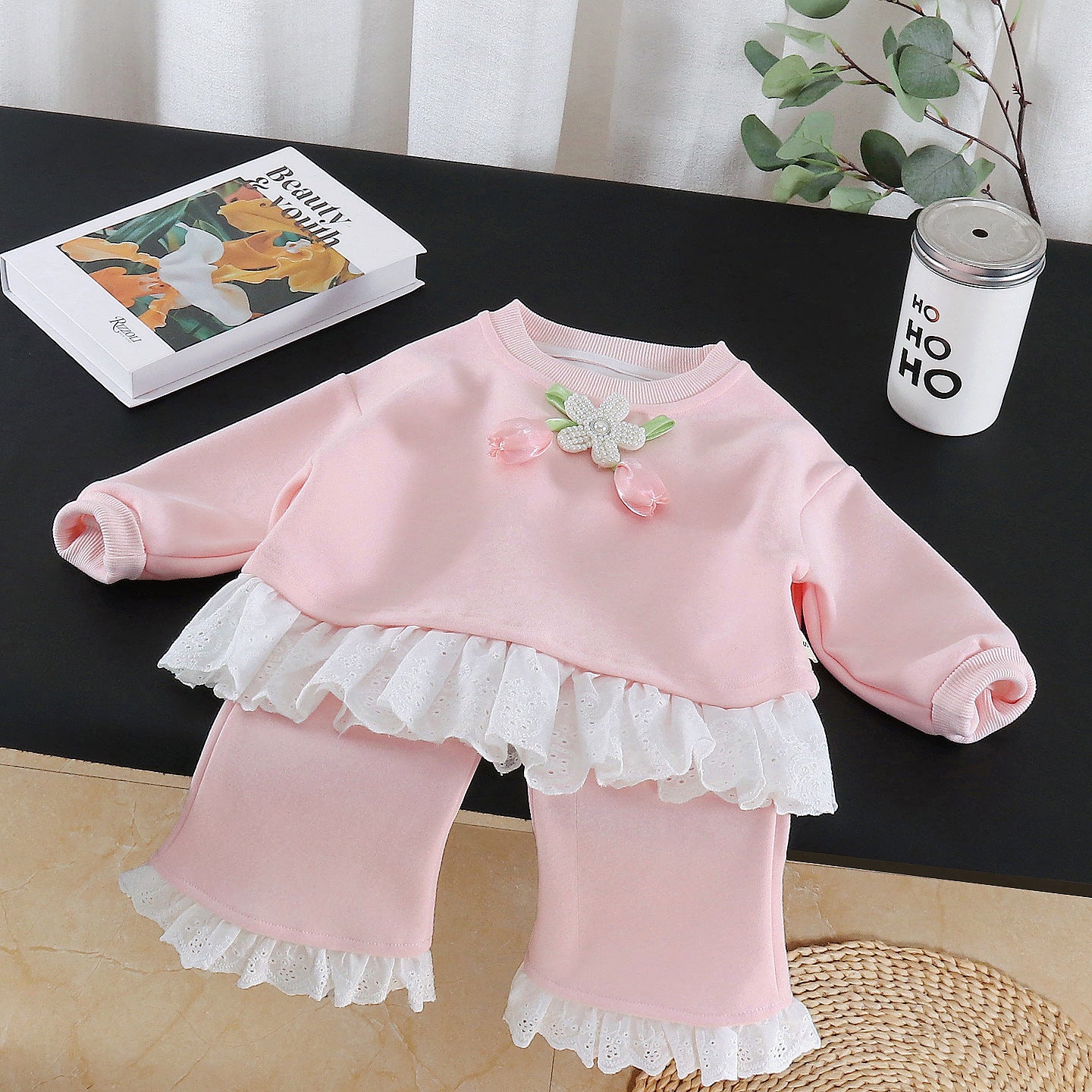 Children's long sleeved hoodie two-piece set