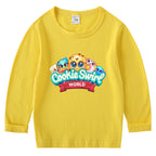 Children's cotton T-shirt with round neck and long sleeved base