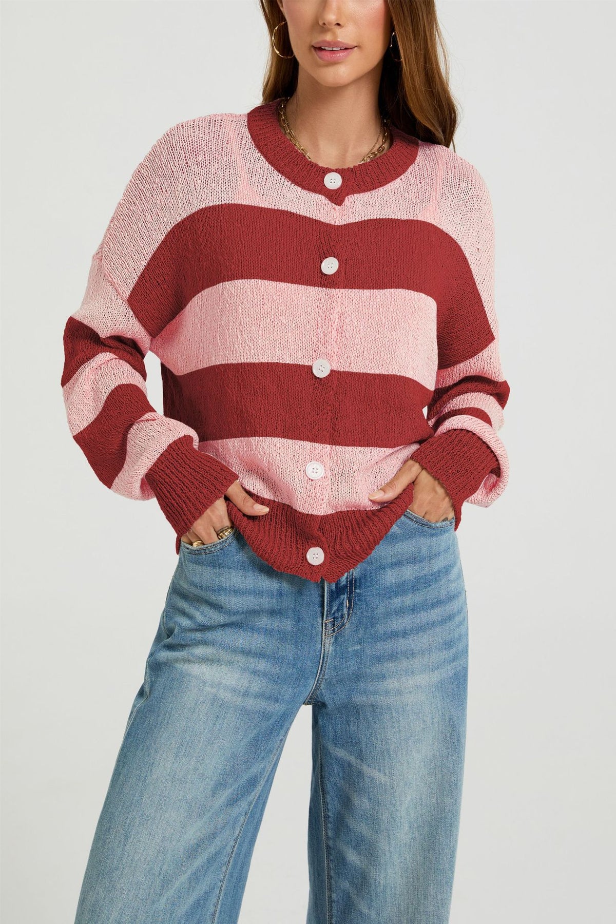 Gestreifter Pullover mit Rundhalsausschnitt
