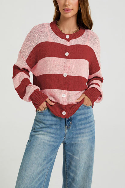 Gestreifter Pullover mit Rundhalsausschnitt