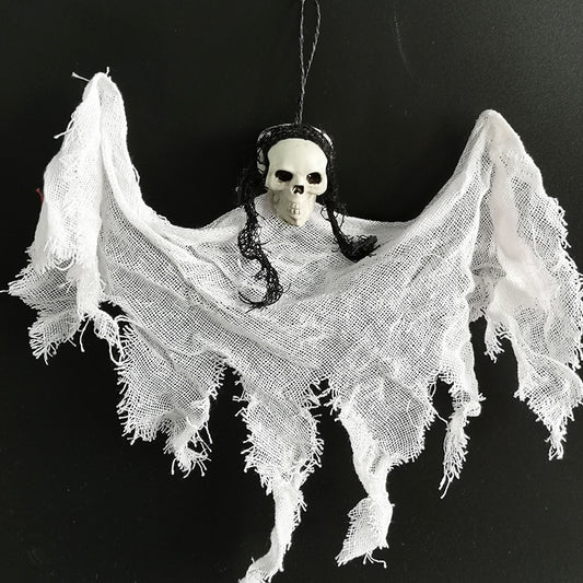 Halloween Hängedeko Totenkopf mit Gruseltuch – Ansicht 2