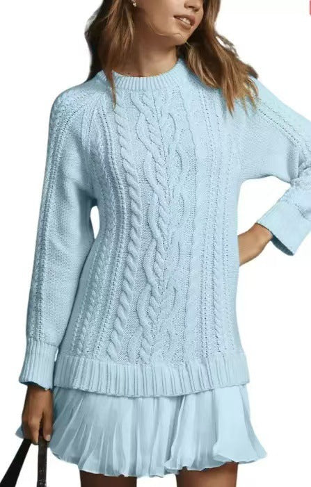 Bequemer Casual-Strickpullover mit Zopfmuster für Damen
