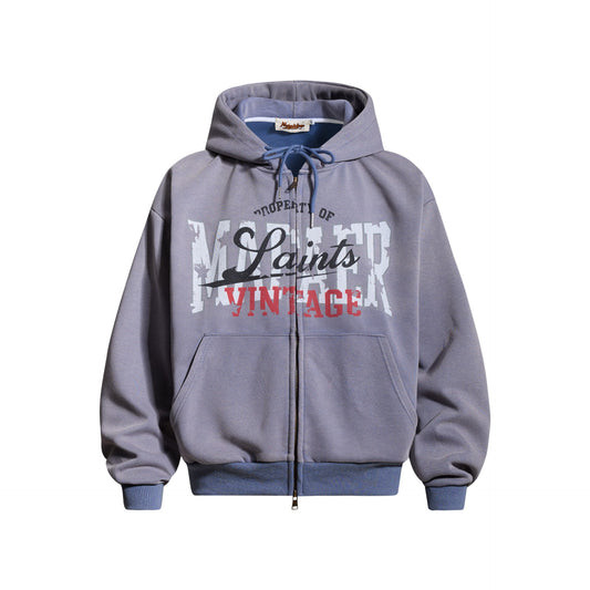 Vintage-Hoodie Herren mit Buchstaben-Print, Washed-Optik