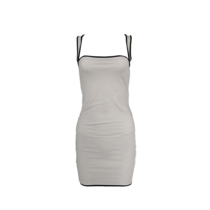 Elegantes Slip-Kleid, eckiger Ausschnitt, Colorblock – Ansicht 2
