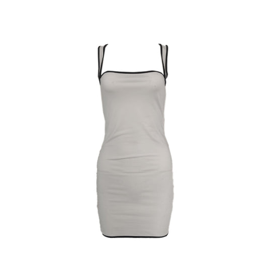 Elegantes Slip-Kleid, eckiger Ausschnitt, Colorblock – Ansicht 2