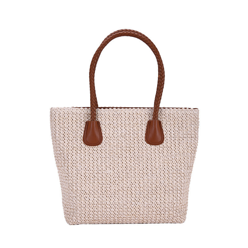 Strandtasche Damen aus Stroh geflochten, Schultertasche