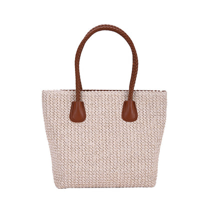 Strandtasche Damen aus Stroh geflochten, Schultertasche