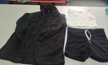 3-teiliges Damen Schlafanzug Set – Langarm Crop Top & Shorts – Ansicht 11