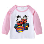 Children's T-shirt with round neck cartoon long sleeves