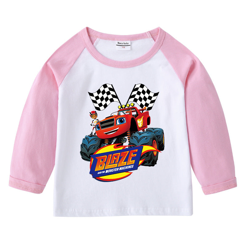 Children's T-shirt with round neck cartoon long sleeves