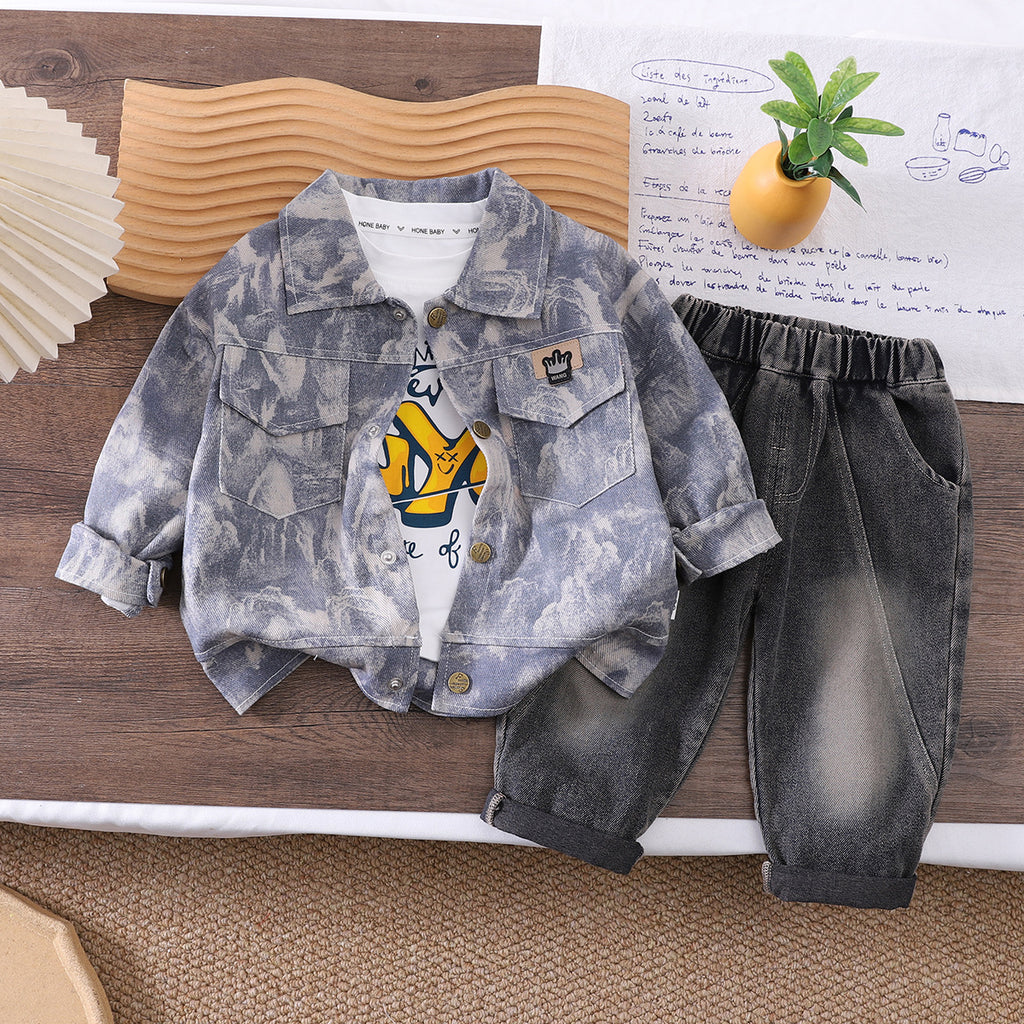 Baby camouflage long sleeved three piece set for infants and young children