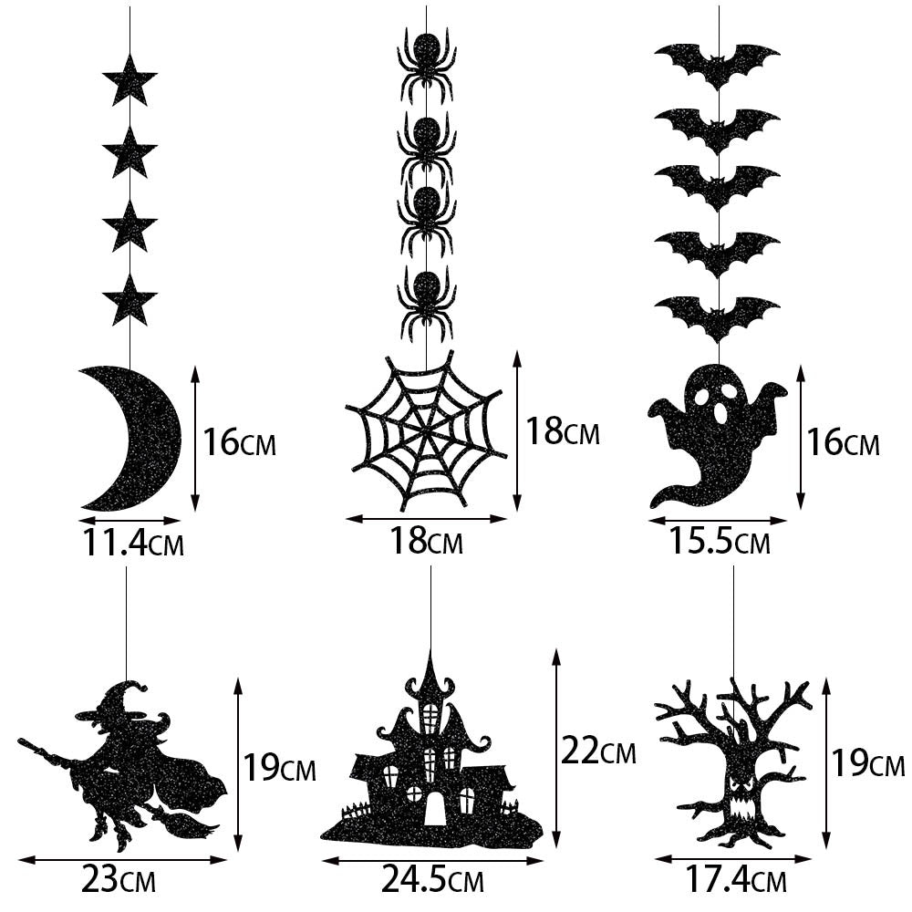 Halloween Decorative Streamer Hanging Decorations, Halloween Spider Witch Ghost Bat Ornaments, Halloween Party Atmosphere Decoration Props 6pcs