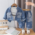 Baby Spring and Autumn Season Baby Children's Cowboy Long Sleeve Three Piece Set