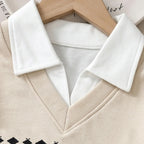 Boy's  Two-Piece V-Neck Sweatshirt Long Sleeve Casual Pants