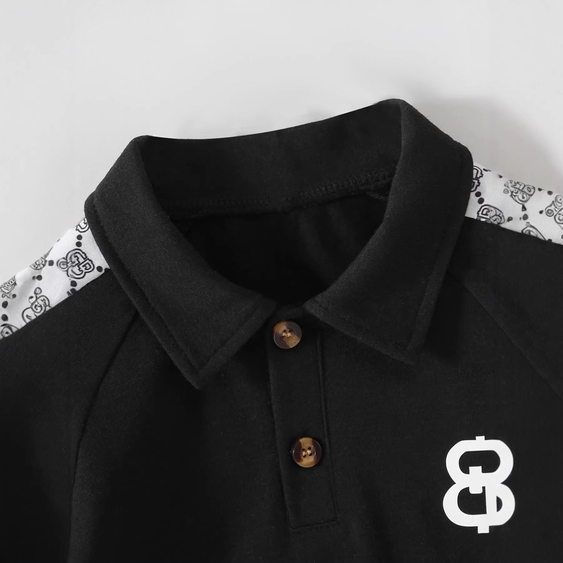 polo shirt short sleeve set,printed three-piece set