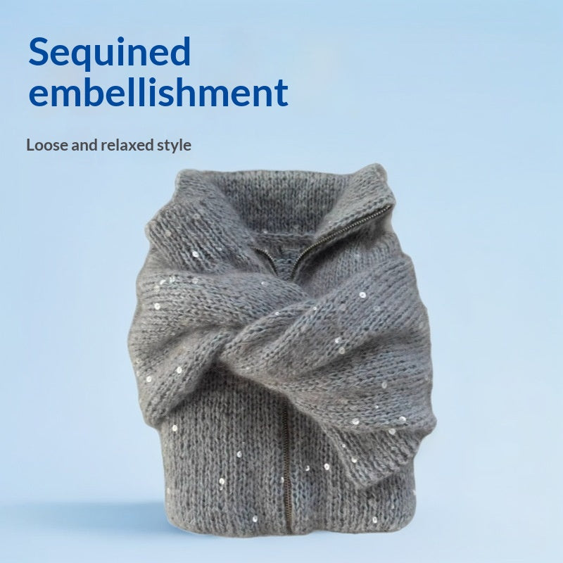 Pailletten-Cardigan Gestrickt