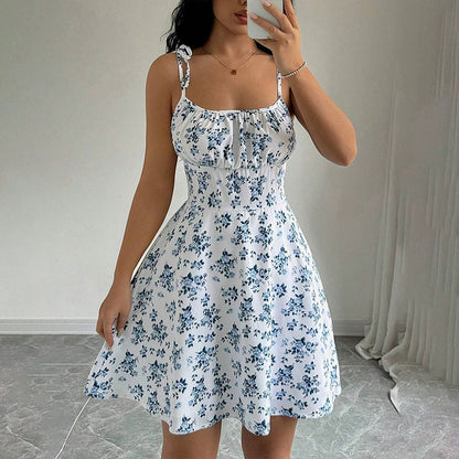 Blumenprint A-Linien Sommerkleid – Tailliertes Casual Kleid Damen – Ansicht 7