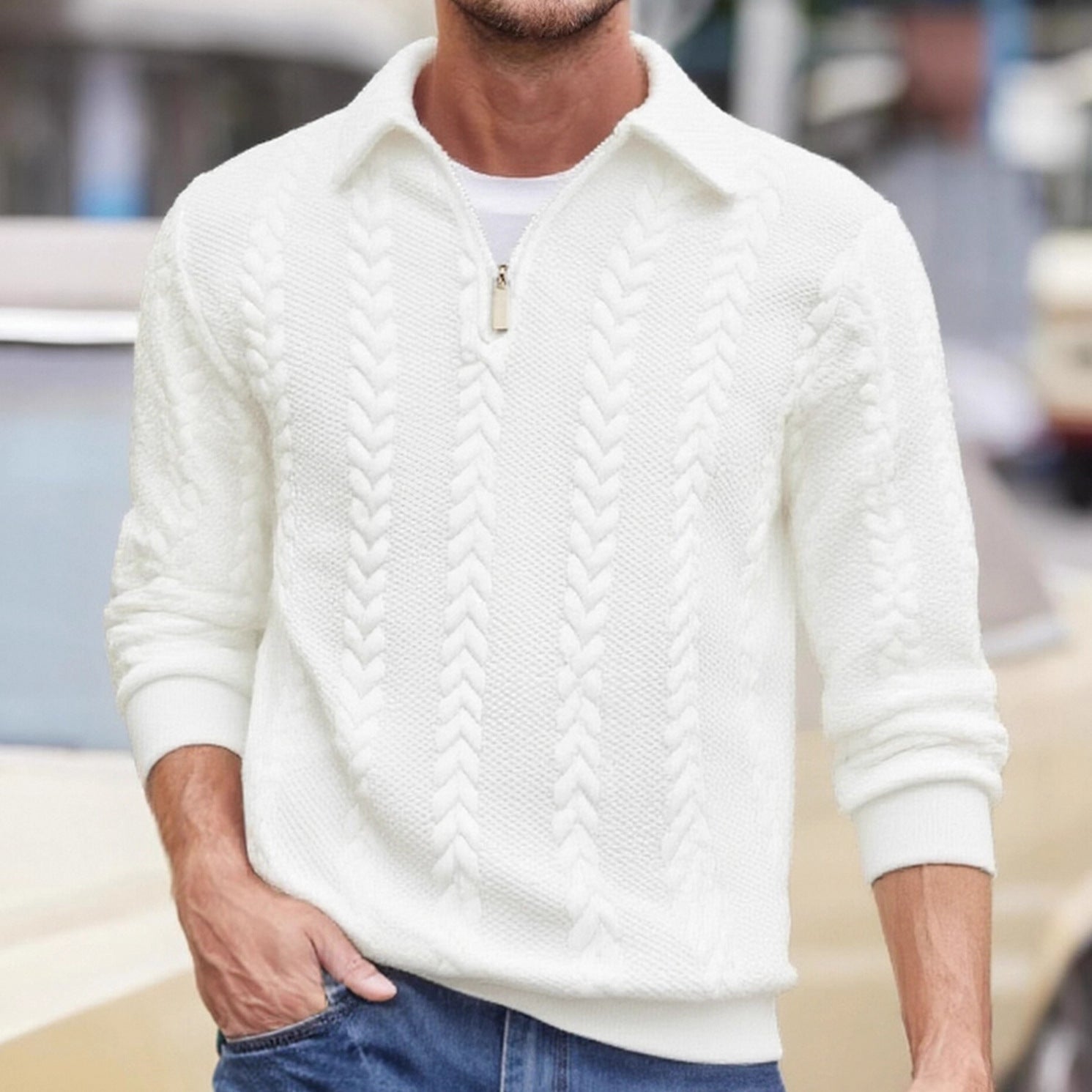 Basic Herren-Hoodie Halbzip