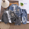 Baby and children's denim long sleeved three piece set