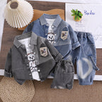 Baby and children's denim long sleeved three piece set