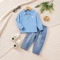 Boys' Casual Set with Embroidered Pony, Polo Shirt and Jeans Two-Piece Outfit