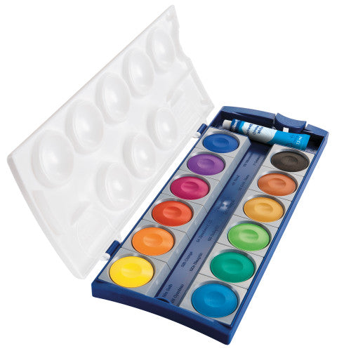 Pelikan K12 Deckfarbkasten - 12 Farben mit Deckweiß und Pinsel