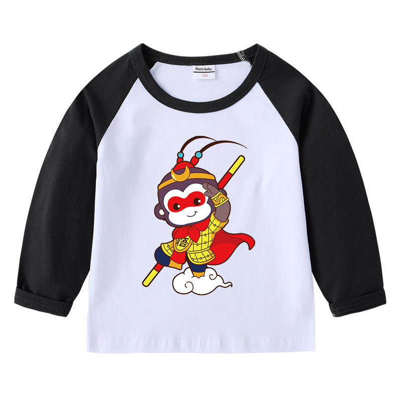 Round neck cartoon long sleeved top