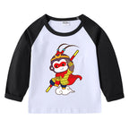 Round neck cartoon long sleeved top